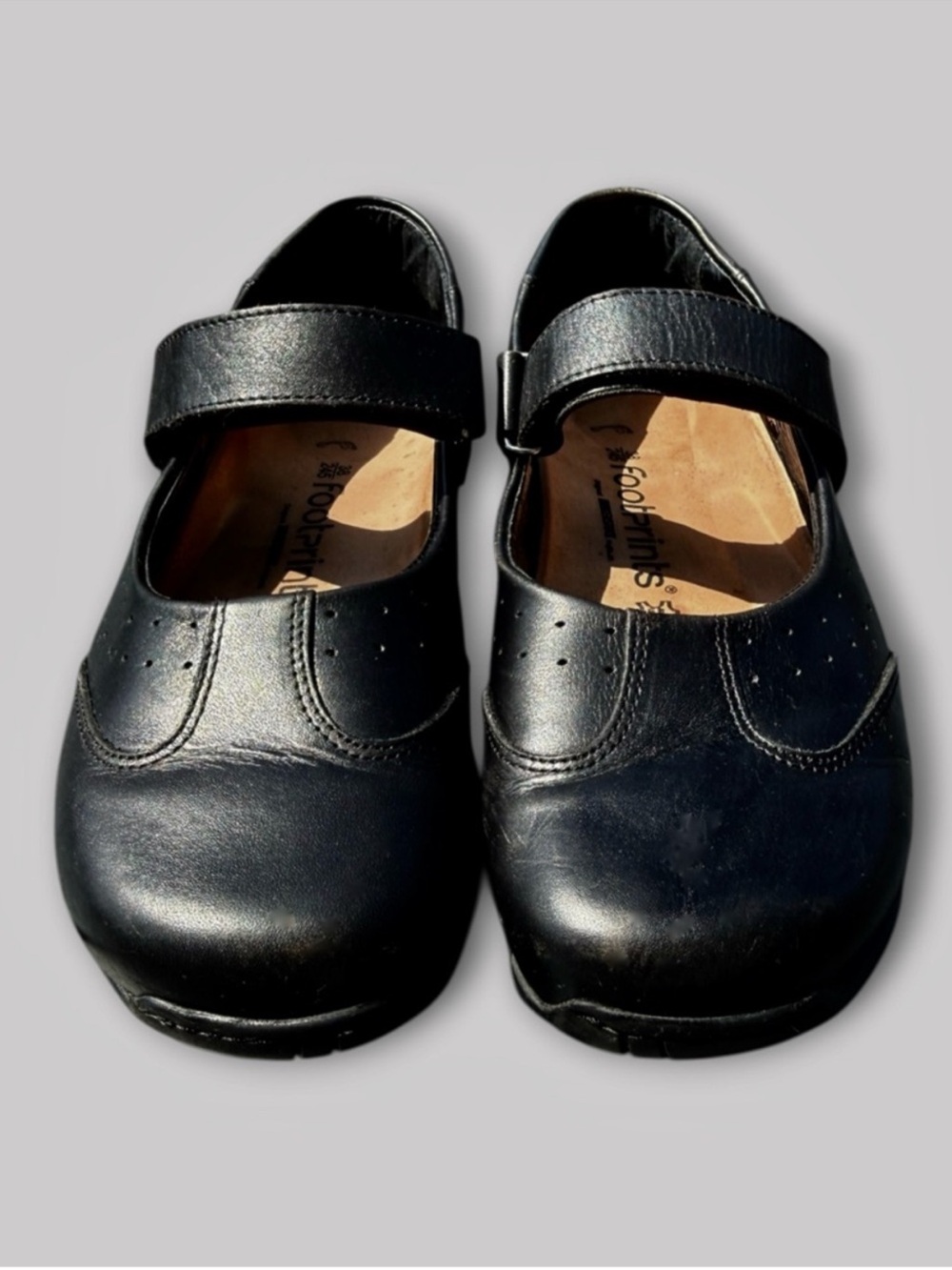 Birkenstock Footprints Black Leather Mary Jane Pittsburgh Shoes Sz 38